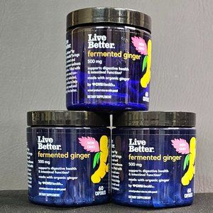 3X (NEW) LIVE BETTER Fermented Ginger 500mg, 180 Cap Exp 12/23